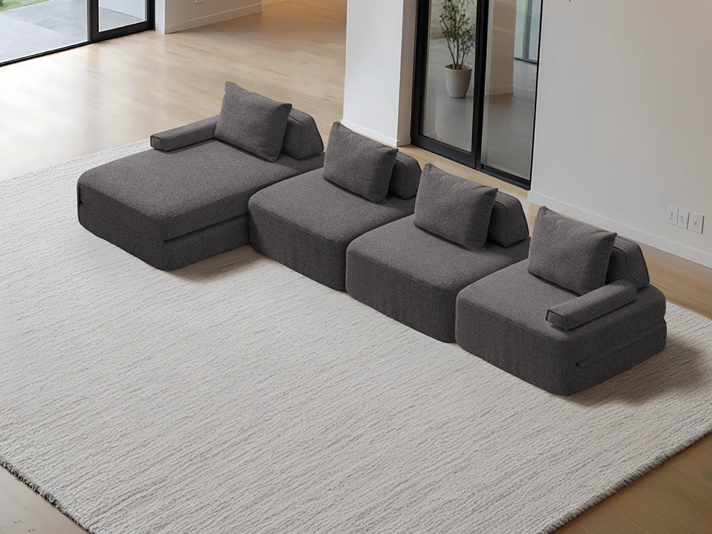Cushie Modular 4-Seater Chaise (4.01m) - Charcoal