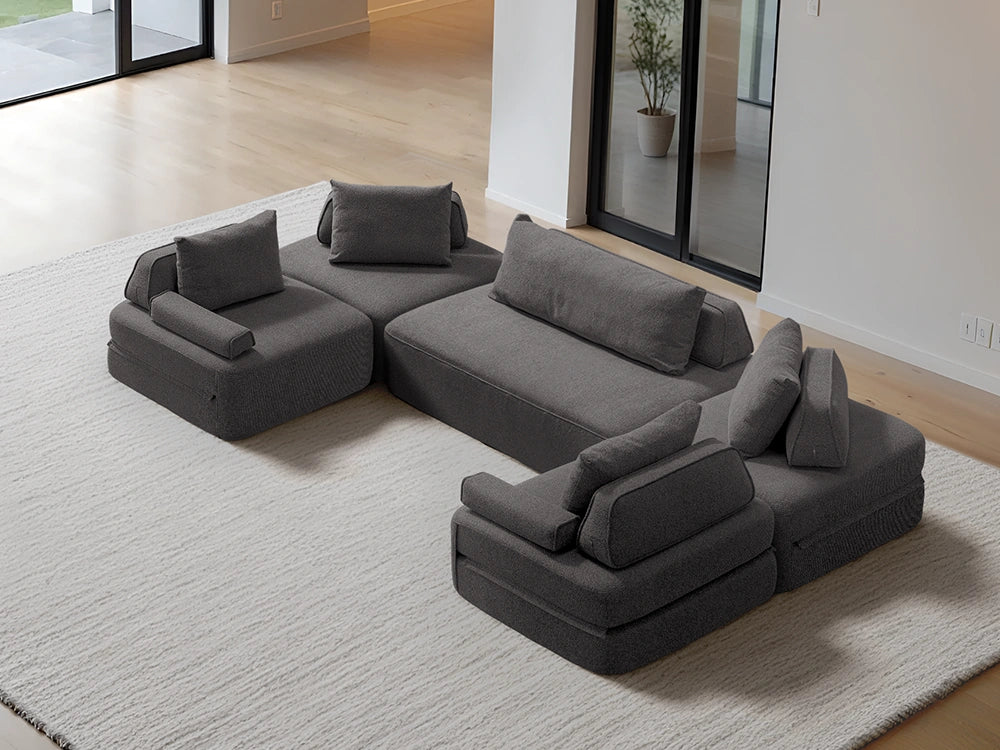Cushie Modular 6-Seater U-Shaped Chaise (3.57m) - Charcoal
