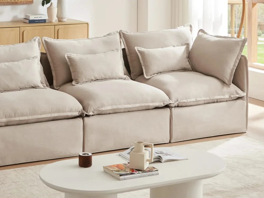 Lifely Modular 7 Seater U-Sectional Ottoman - Linen Beige