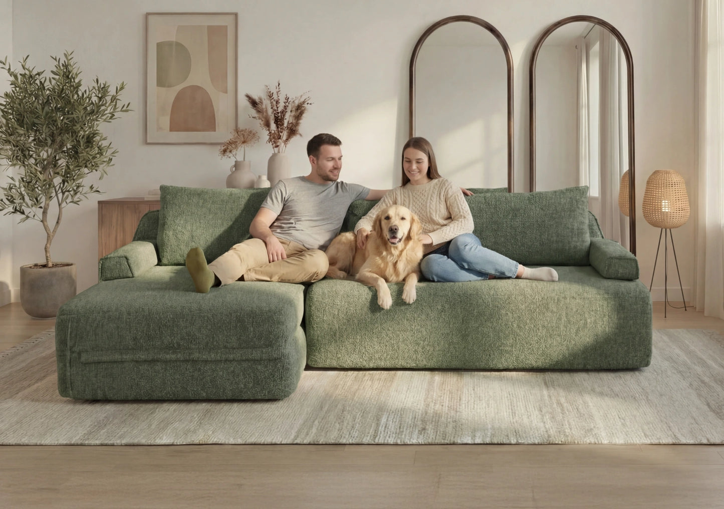 Cushie Modular 3-Seater Sectional (98") - Sage