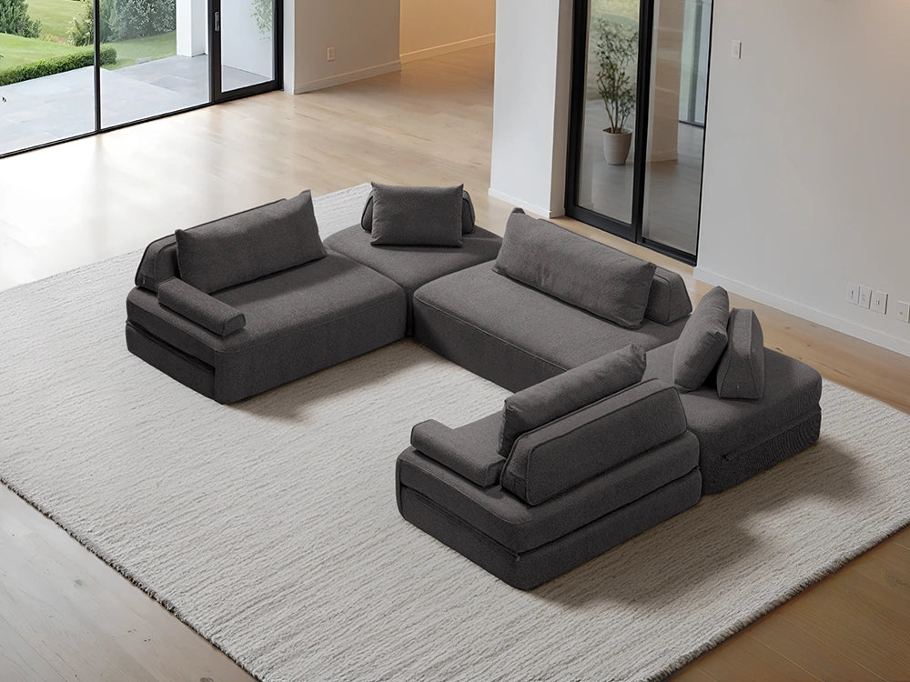 Cushie Modular 8-Seater U-Shaped Sectional (140") - Charcoal