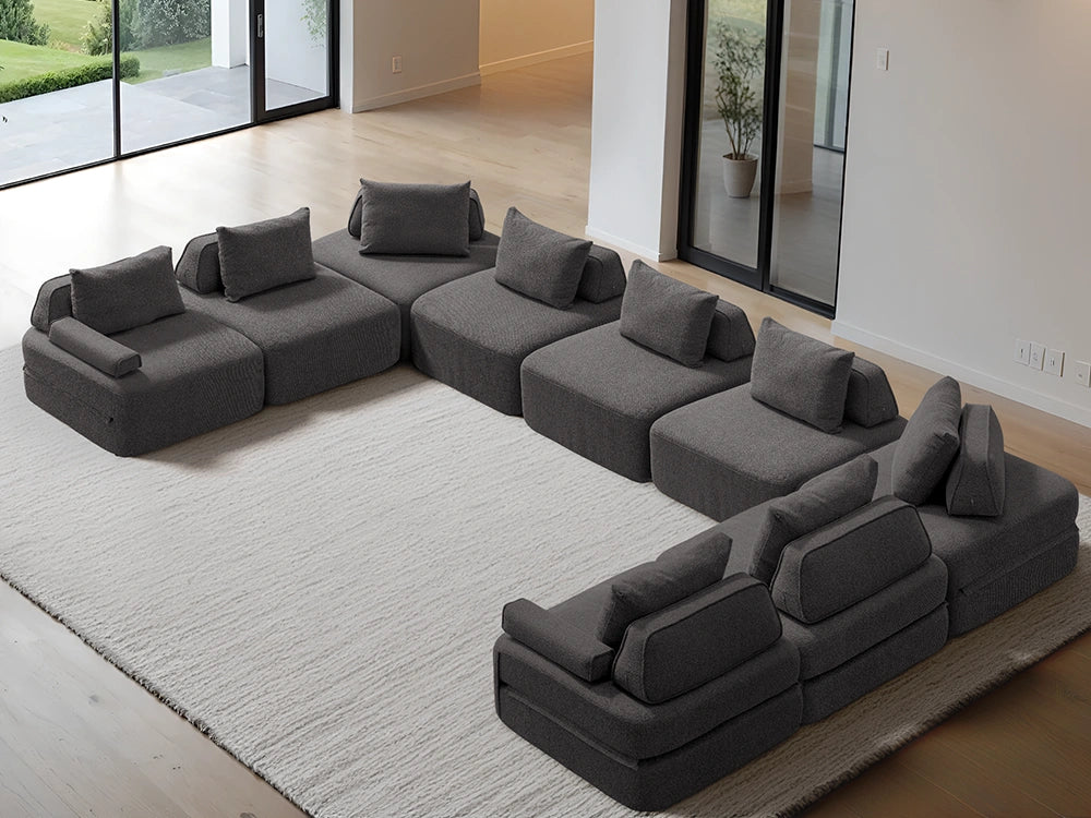 Cushie Modular 9-Seater U-Shaped Chaise (5.08m) - Charcoal