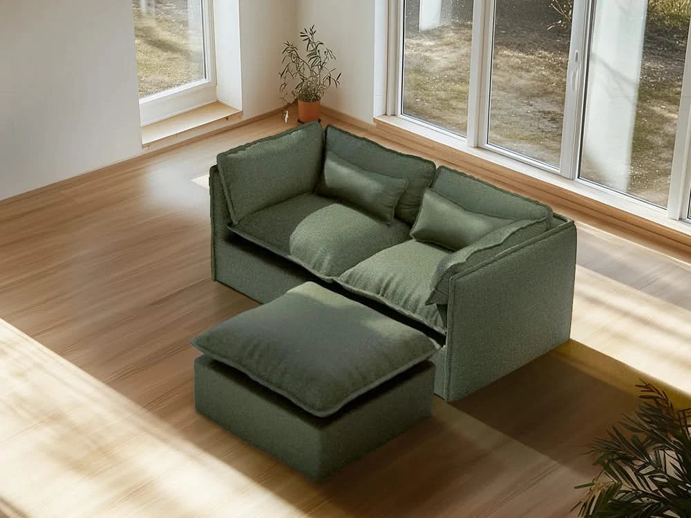 Lifely Modular 2 Seater Sofa Ottoman - Olive Green