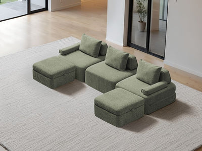 Cushie Modular 3-Seater U-Shaped Sectional (120") - Sage
