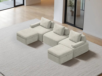 Cushie Modular 3-Seater U-Shaped Sectional (120") - Cream