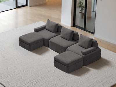 Cushie Modular 3-Seater U-Shaped Sectional (120") - Charcoal