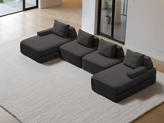 U-Shaped Chaise / 4-Seater U-Shaped Double Chaise 3.96m / Charcoal