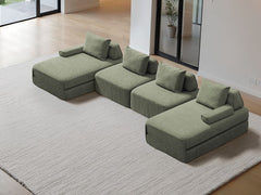 U-Shaped Chaise / 4-Seater U-Shaped Double Chaise 3.96m / Sage Green