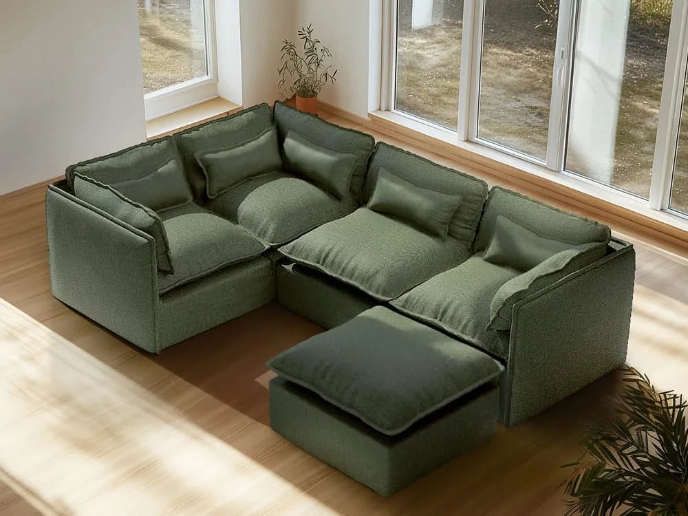 Lifely Modular 4 Seater Corner Ottoman - Olive Green