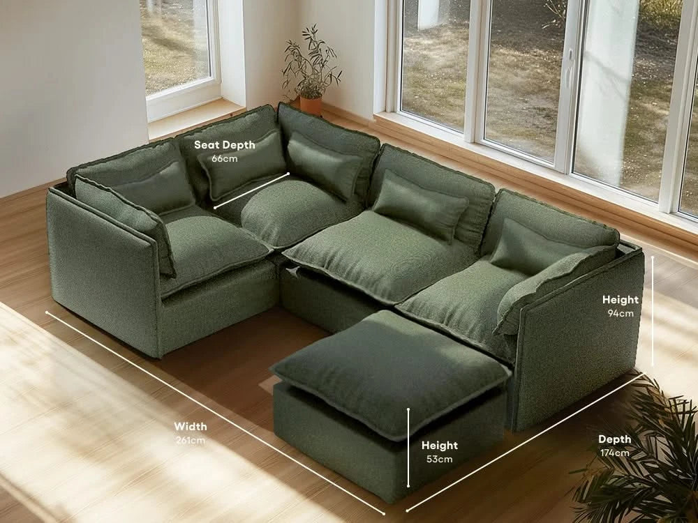 Lifely Modular 4 Seater Corner - Olive Green