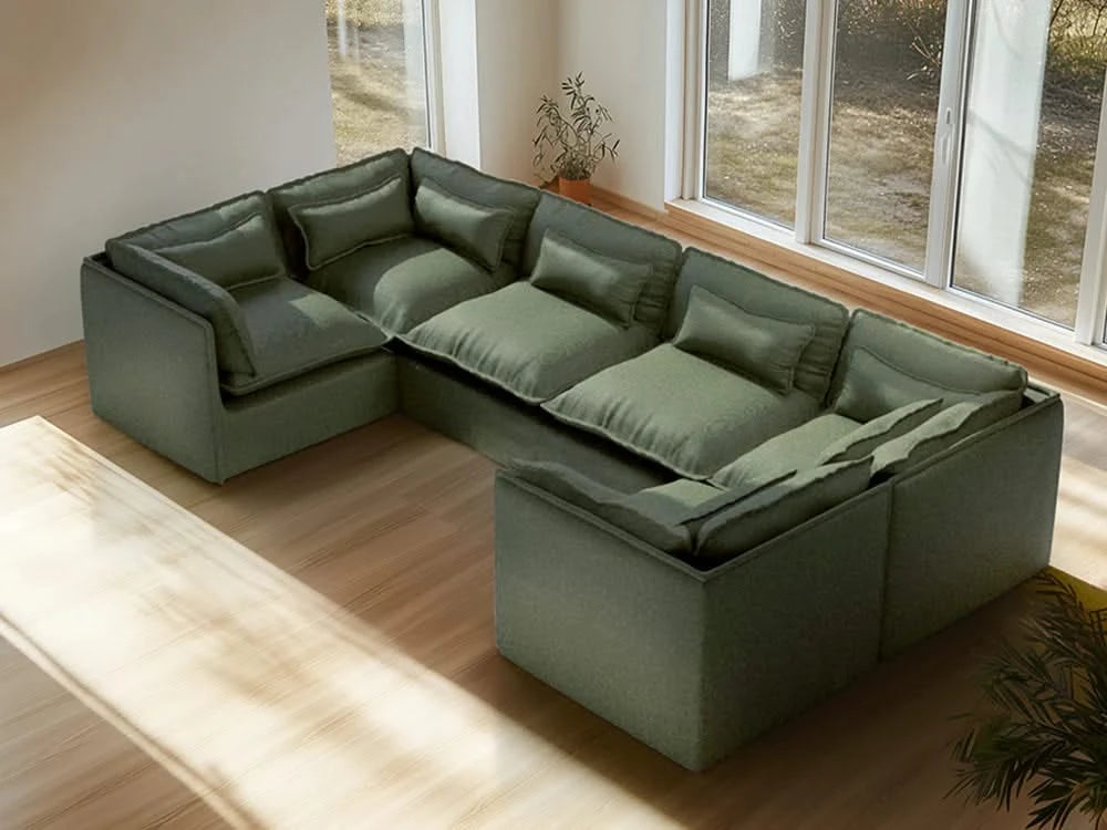 Lifely Modular 6 Seater U-Sectional - Olive Green