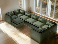 Lifely Modular 7 Seater U-Sectional Ottoman - Olive Green