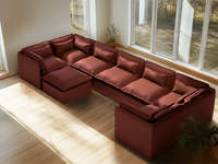 Lifely Modular 7 Seater U-Sectional Ottoman - Rust