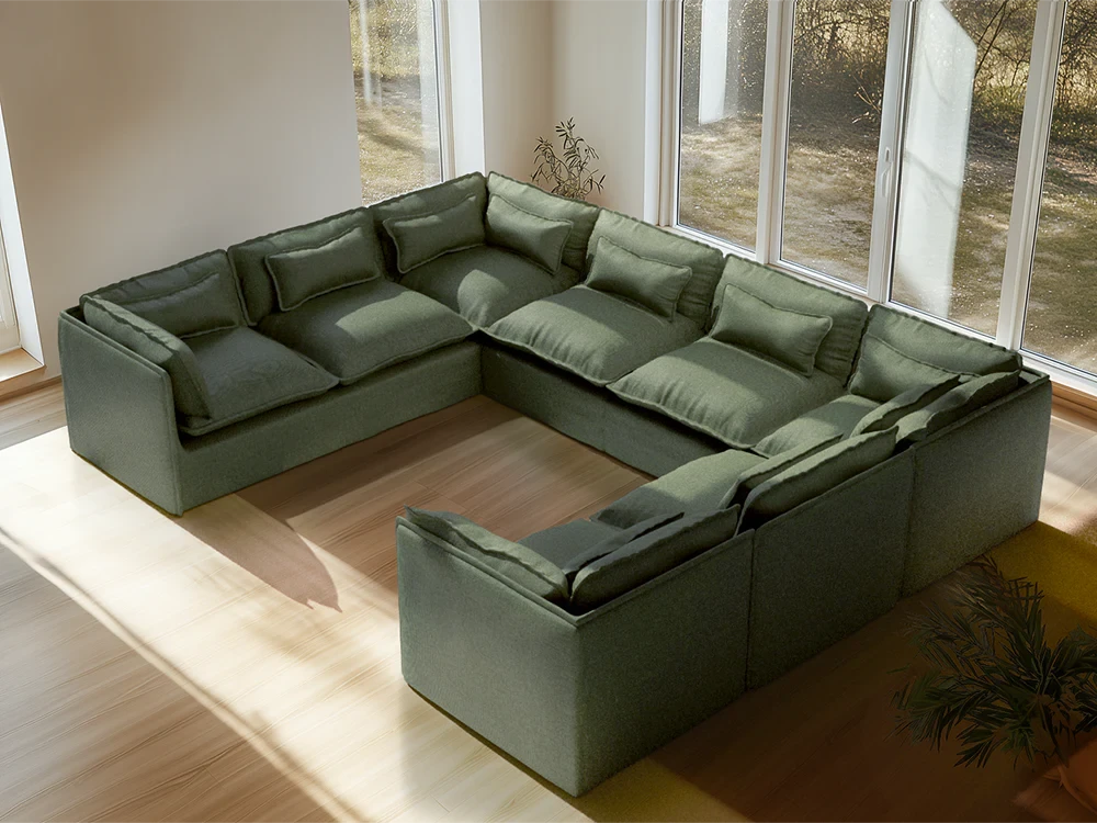 Lifely Modular 8 Seater U-Sectional - Olive Green