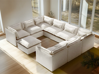 Lifely Modular 8 Seater U-Sectional Ottoman - White Boucle