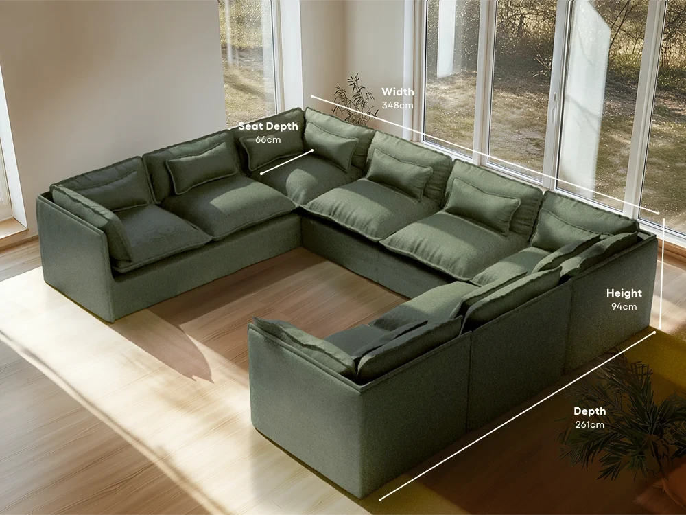 Lifely Modular 8 Seater U-Sectional - Olive Green