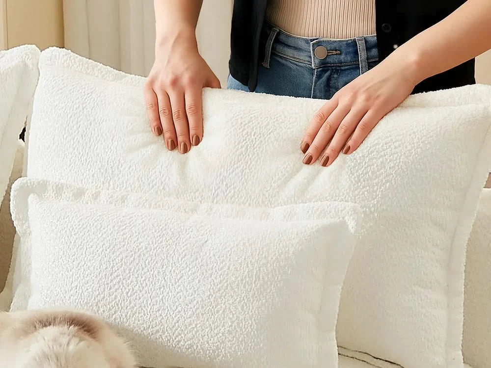 Lifely Modular 5 Seater Corner Ottoman - White Boucle