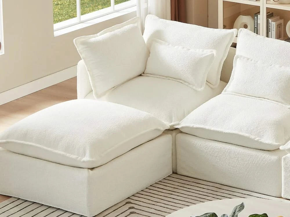 Lifely Ottoman - White Boucle