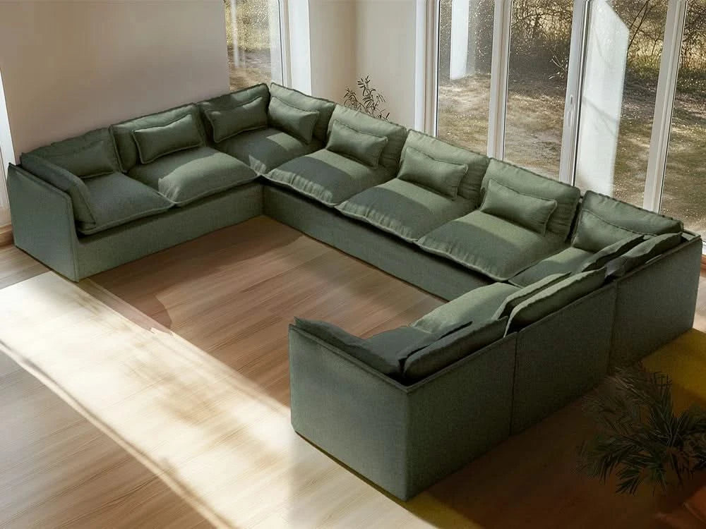 Lifely Modular 9 Seater U-Sectional - Olive Green