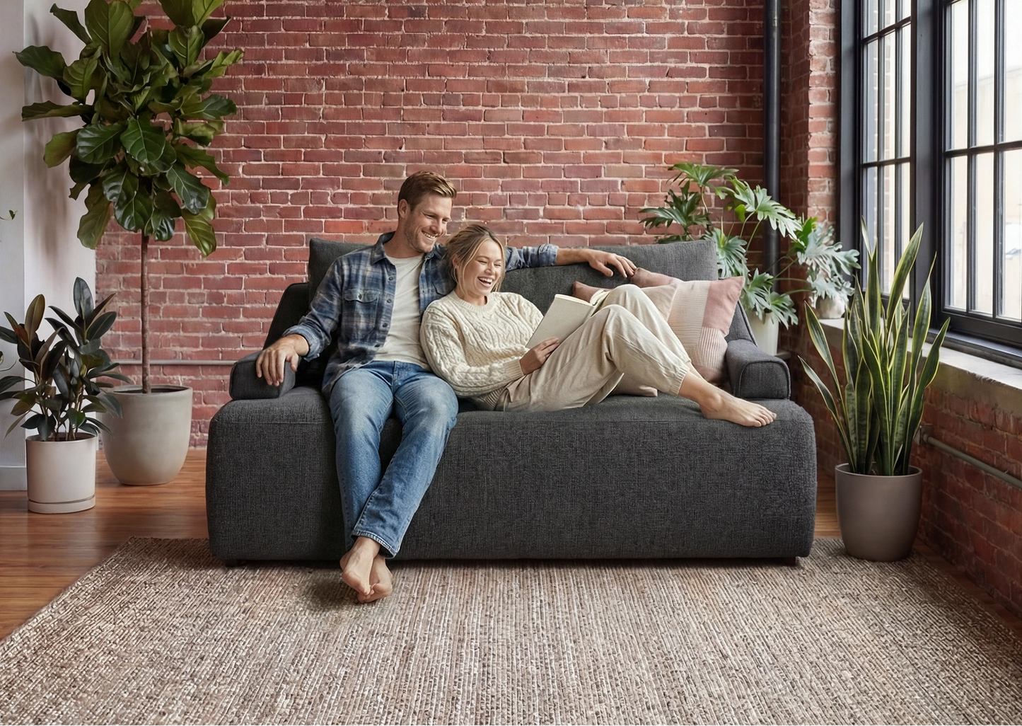 Cushie Modular 2-Seater Queen (1.54m) - Charcoal