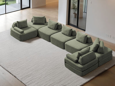 Cushie Modular 7-Seater U-Shaped Sectional (200") - Sage