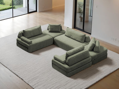 Cushie Modular 8-Seater U-Shaped Sectional (140") - Sage