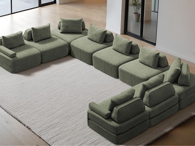 Cushie Modular 9-Seater U-Shaped Sectional (200") - Sage