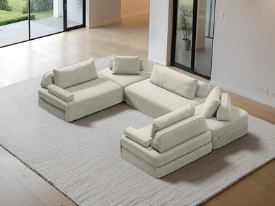 Cushie Modular 8-Seater U-Shaped Sectional (140") - Cream