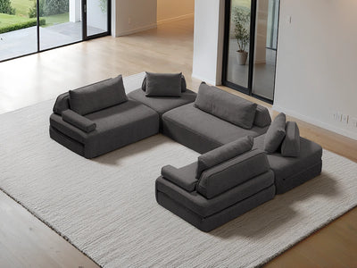 Cushie Modular 8-Seater U-Shaped Sectional (140") - Charcoal