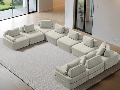 Cushie Modular 9-Seater U-Shaped Sectional (200") - Cream