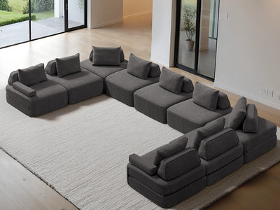 Cushie Modular 9-Seater U-Shaped Sectional (200") - Charcoal